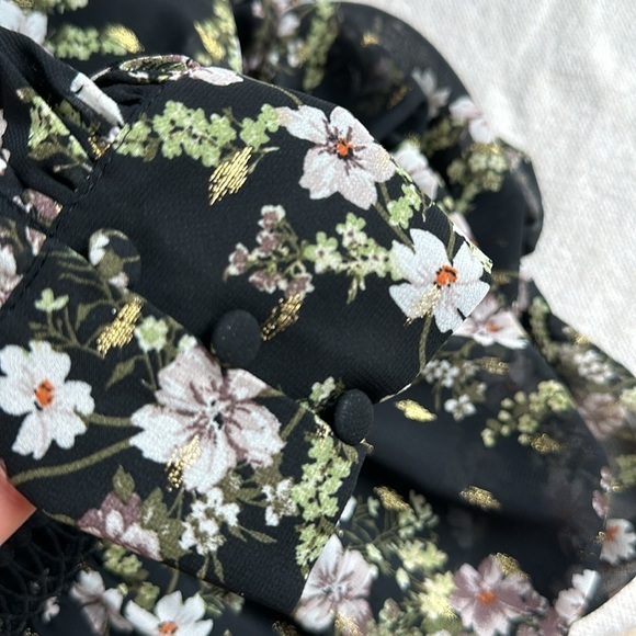 Aqua brand boho V-Neck Midi Dress with mini floral pattern and crochet trim - Picture 14 of 14